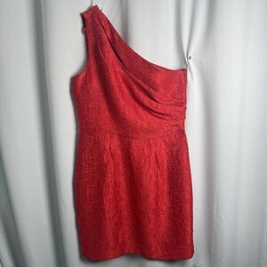 Trina Turk One Shoulder Cut Out Asymmetrical Cocktail Party Dress In Red Sz 10